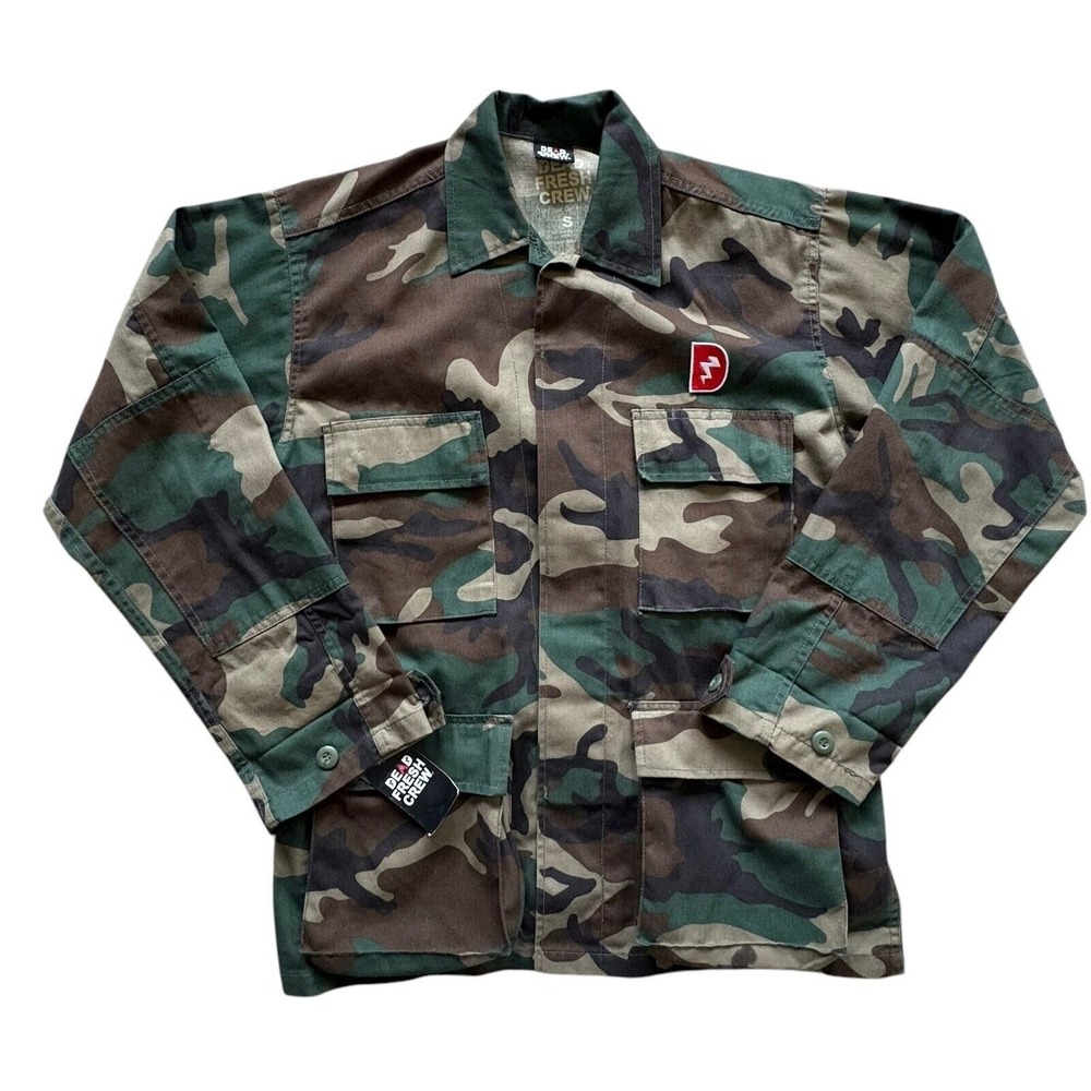 NWT Dead Fresh Crew Camo Jacket Sz Small Military Style Four Pocket Utility Coat